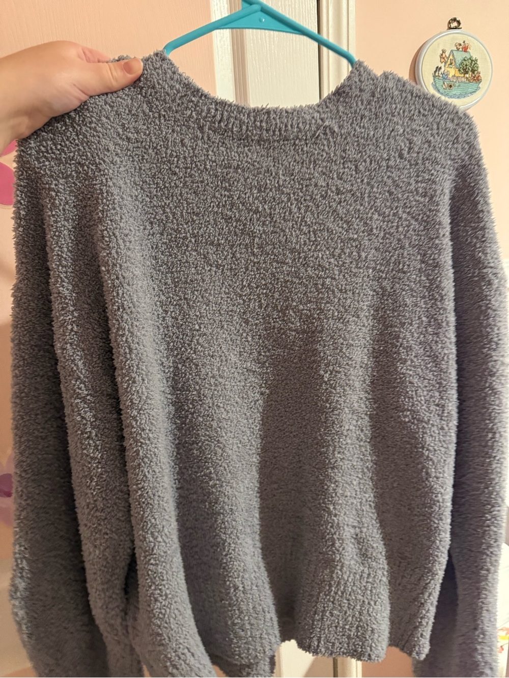 Women's Plush Crewneck Sweater in Gray